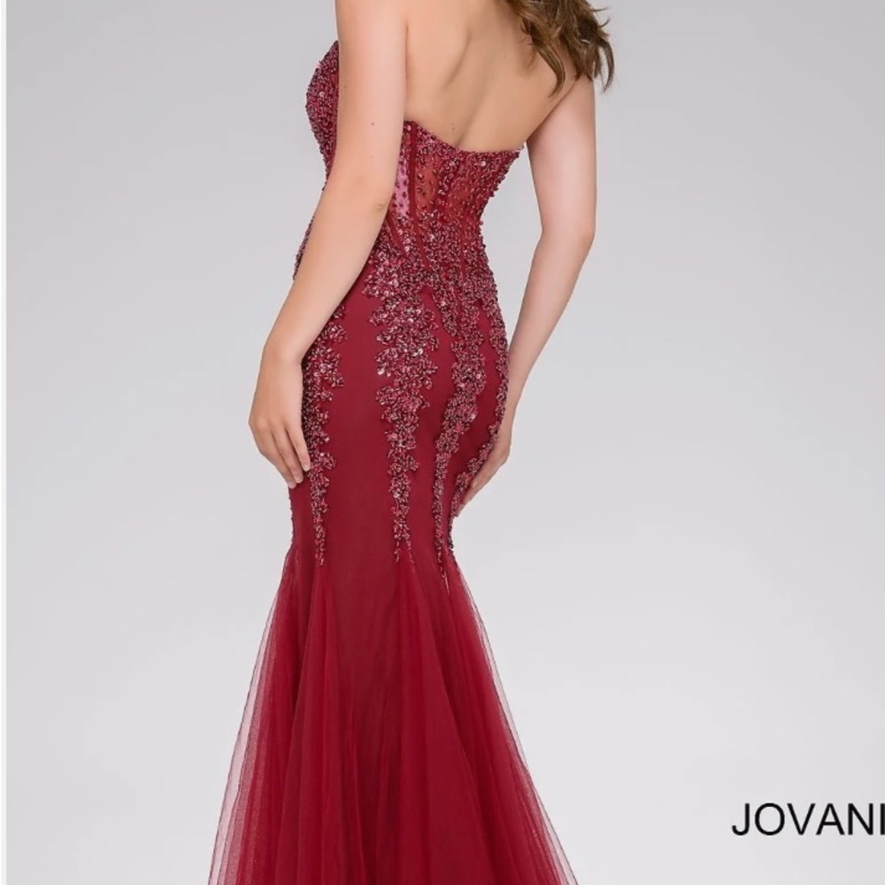 Jovani dress, altered slightly. Hemmed. Fit 5’2” with 3 inch heels. - Picture 3 of 6